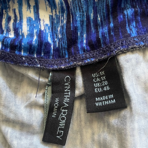 Cynthia Rowley 1X Strapless Summer Dress in Blue, Black, and White Zig-Zag - Picture 2 of 3